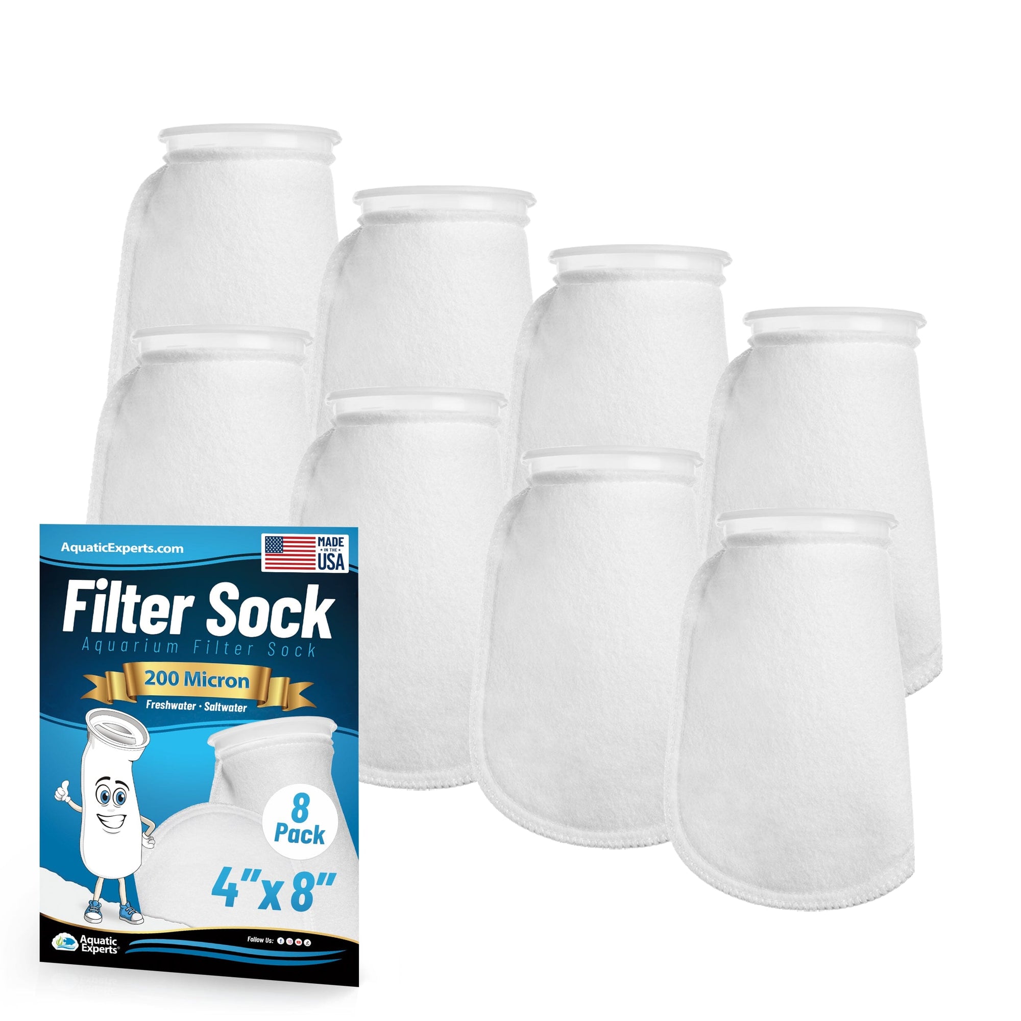 Aquatic Experts 4&quot; Ring Filter Sock - 200 Micron for Reef Aquariums