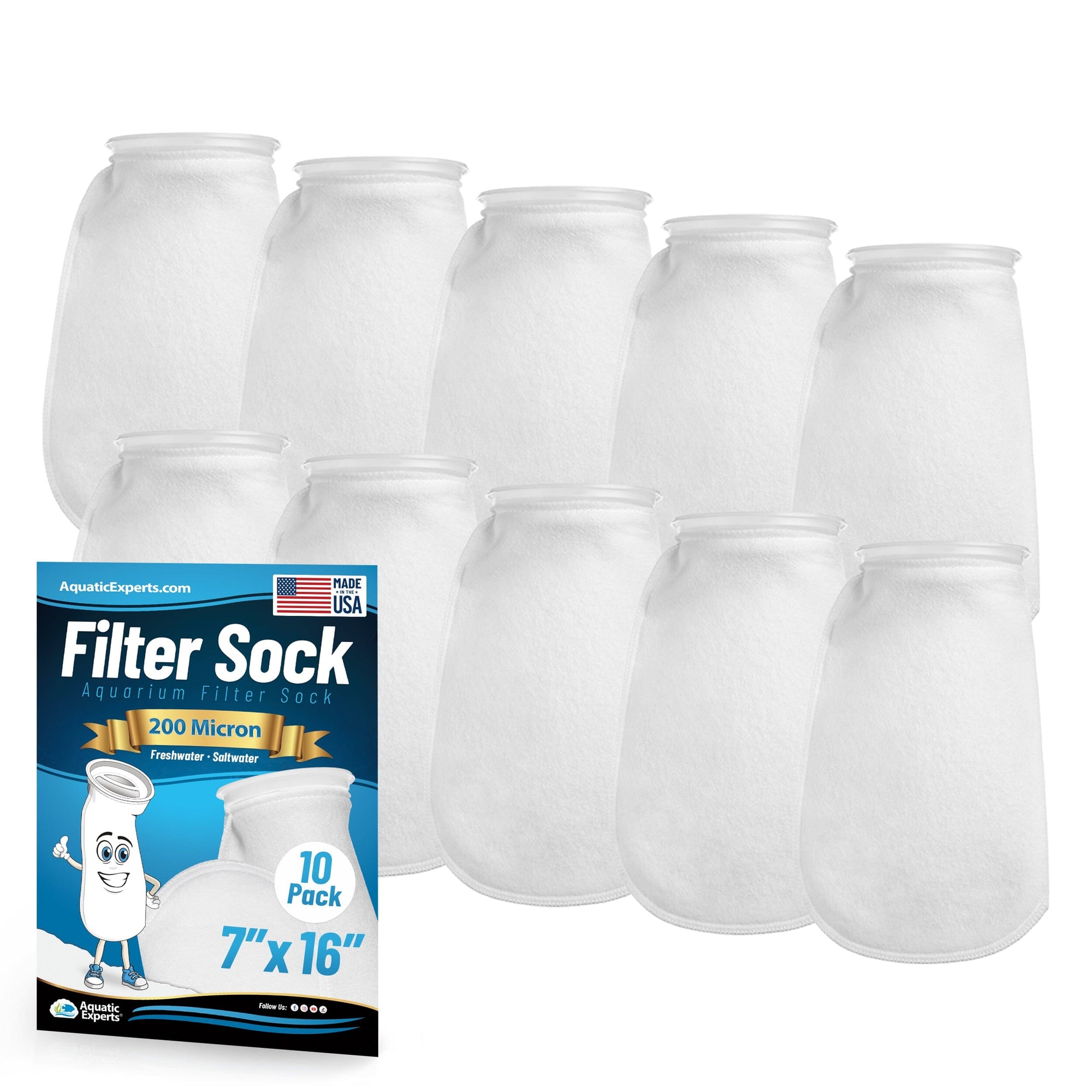 Aquatic Experts 7&quot; Ring Filter Sock - 200 Micron for Large Reef Systems