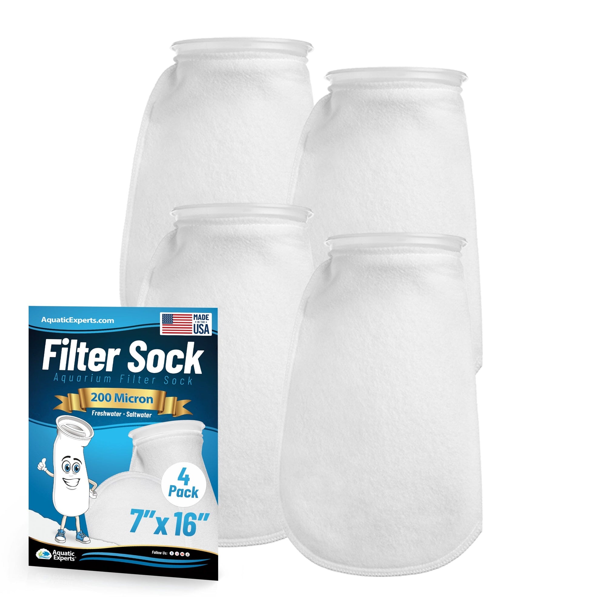 Aquatic Experts 7&quot; Ring Filter Sock - 200 Micron for Large Reef Systems