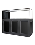 The Innovative Marine EXT 200 Peninsula Aquarium with APS Stand, made to order, features a sleek design ideal for reef systems. Its matching cabinet base includes three paneled doors, offering ample storage and a sophisticated look suitable for home or office.