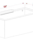 Line drawing of a rectangular Innovative Marine EXT 170 Aquarium w/ APS Stand showing dimensions: length 59 inches, width 30 inches, and height 21.7 inches, featuring a Bean Animal drain system for efficient water flow.