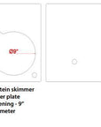 Diagram of an Innovative Marine -INT 200 Gallon Complete Reef System cover plate, featuring a circular opening labeled Ø9 Diameter, ideal for your saltwater reef setup.