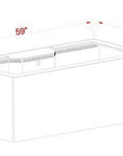 Line drawing of a 59x30x21.7 inch rectangular bathtub, perfect for placing beneath the Innovative Marine INT 170 Gallon Complete Reef System in Black with an acrylic sump.