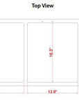 Top view layout design featuring three rectangular sections for the Innovative Marine INT 170 Gallon Complete Reef System. Dimensions: 4.3, 15, and 16.3. Includes circular components and wavy lines, ideal for an acrylic sump in a saltwater reef system.