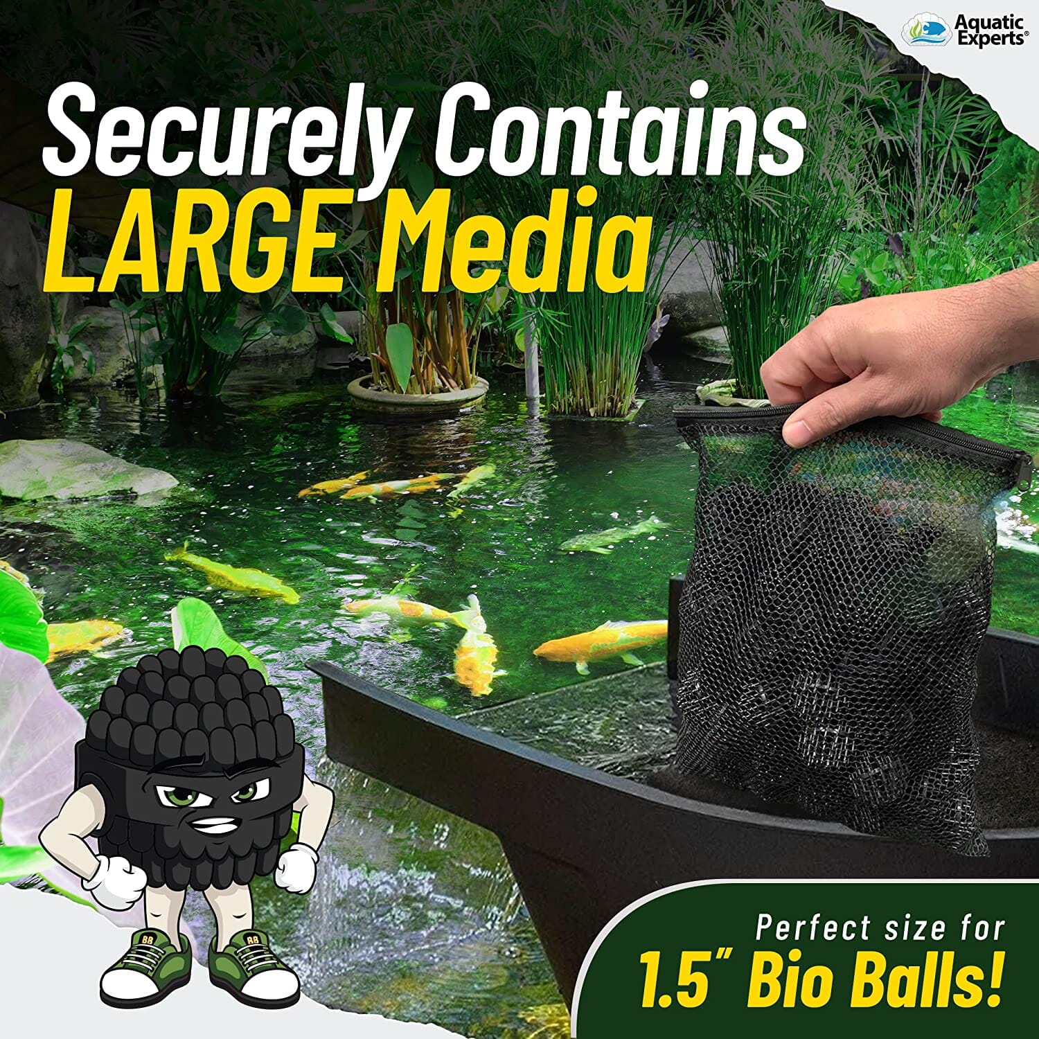 Mesh Bags for Bio Ball Filter Media - Ideal for Aquarium &amp; Pond Filtration - Made in USA