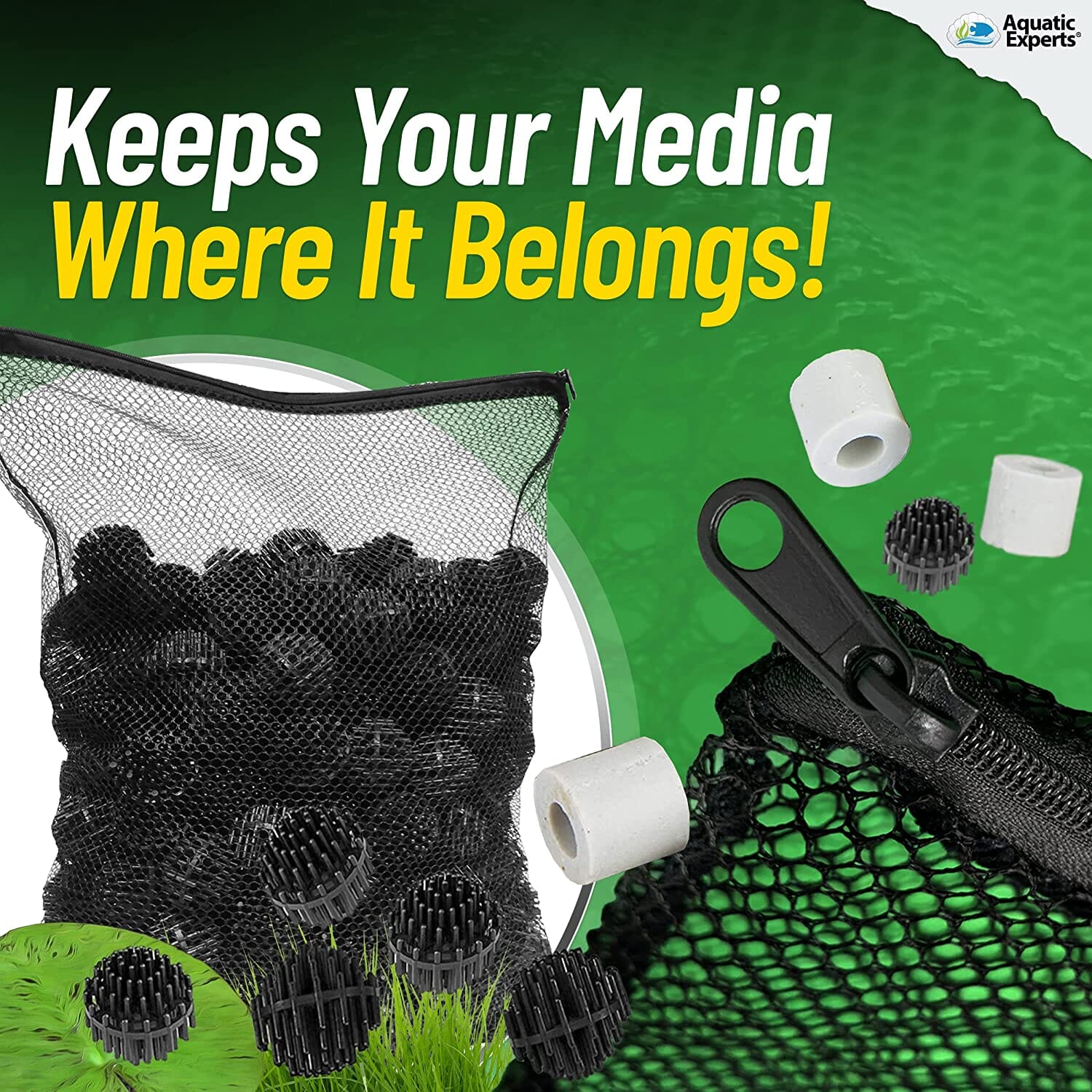 Mesh Bags for Bio Ball Filter Media - Ideal for Aquarium &amp; Pond Filtration - Made in USA