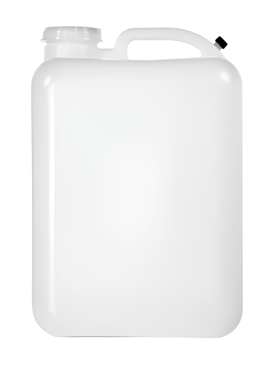 The AO - Water Jug 5gal, a white rectangular plastic jerry can featuring a handle and screw-on cap, is displayed against a plain background.