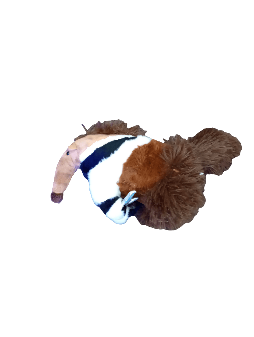 An Anteater Plushie featuring fluffy wings and a long beak, set against a plain white background.