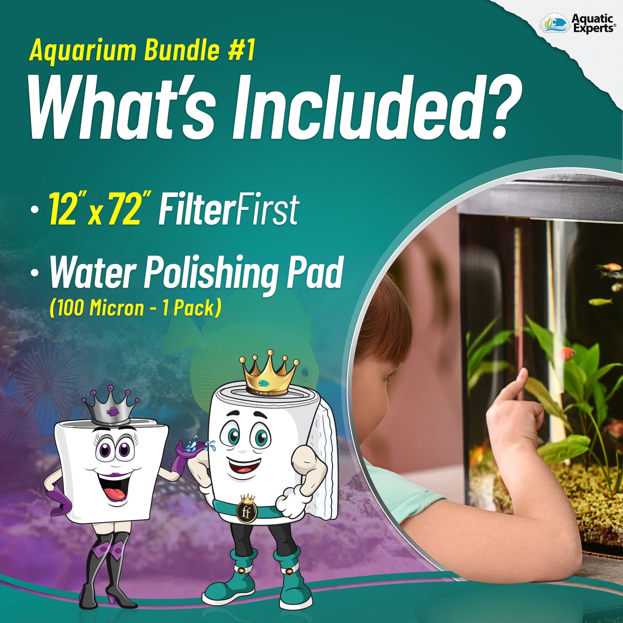 Aquarium Bundle includes Filter First 12&quot; x 72&quot; and Polishing Pad 100 Micron 1 Pack