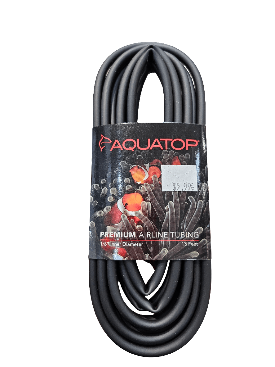 Aquatop - Premium Tubing Black 13' comes coiled and packaged in a labeled cardboard wrap, priced at $5.99. It measures 13 feet in length with an inner diameter of 1/8 inch.