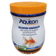 A jar of Aqueon Goldfish Granules, weighing 5.8 ounces, comes with an orange lid and a label showcasing a goldfish. The label indicates that it offers daily nutrition for goldfish and other pond fish, with granules that sink slowly.