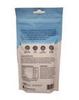 A package of Benepets - Benepellet Reef fish food, featuring a sleek blue and white design. The packaging lists ingredients, feeding instructions, and benefits, emphasizing the inclusion of probiotics and nutrients to enhance fish health. The 152g bag is securely sealed and stands upright.