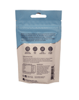 A blue and white package of Benepets - Benepellet Reef - Medium 2.5mm - 38g pet food, featuring text that outlines its benefits, ingredients, guaranteed analysis, and feeding instructions. The packaging highlights attributes such as optimal bioavailability and balanced nutrition.