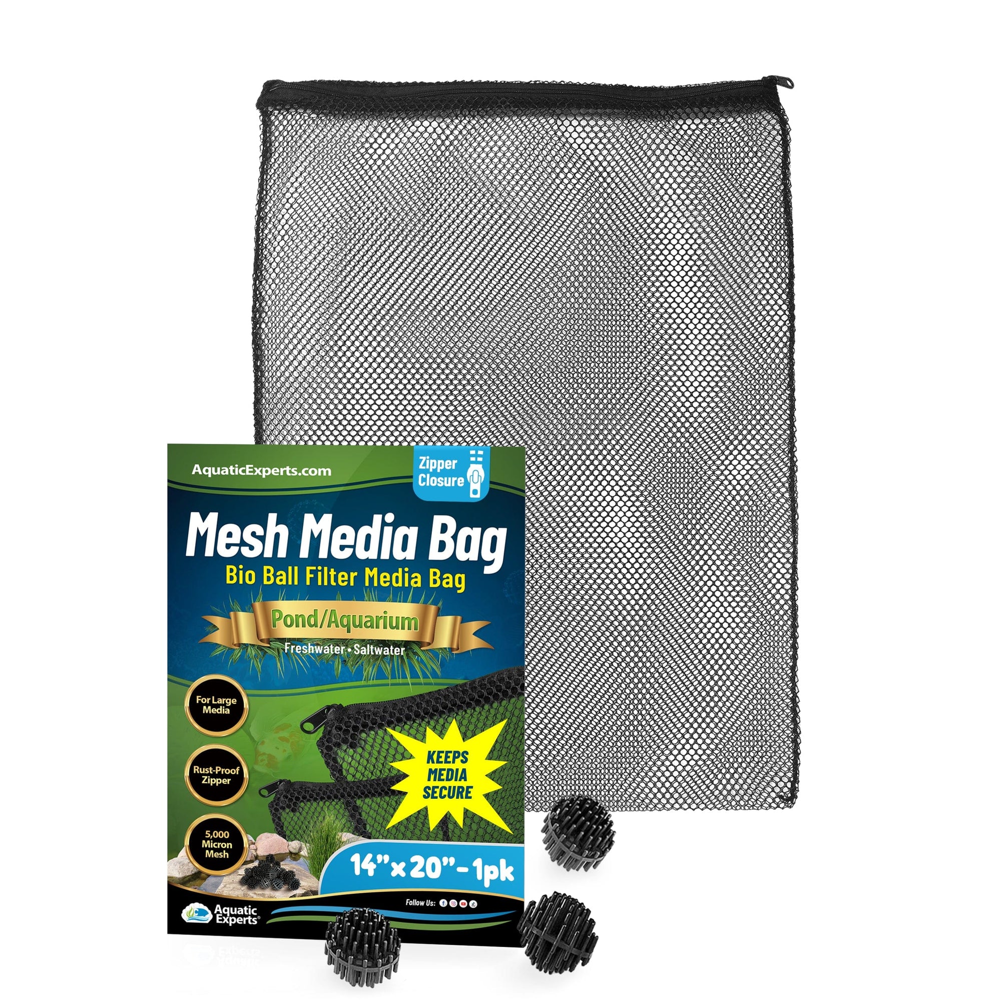 Mesh Bags for Bio Ball Filter Media - Ideal for Aquarium &amp; Pond Filtration - Made in USA