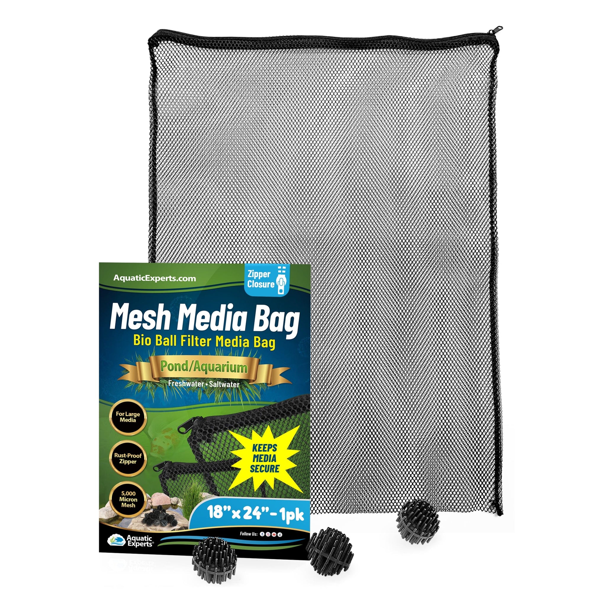 Mesh Bags for Bio Ball Filter Media - Ideal for Aquarium &amp; Pond Filtration - Made in USA