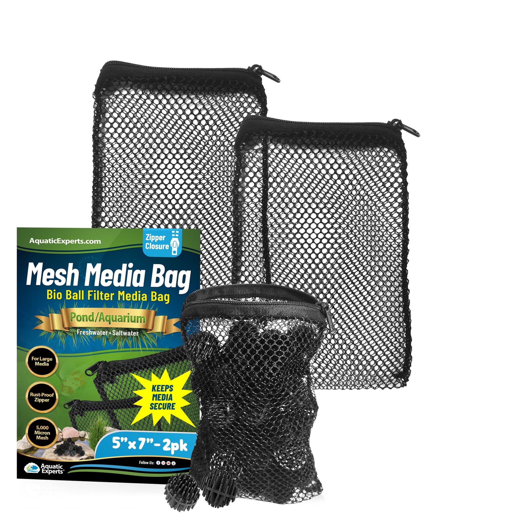 Mesh Bags for Bio Ball Filter Media - Ideal for Aquarium &amp; Pond Filtration - Made in USA
