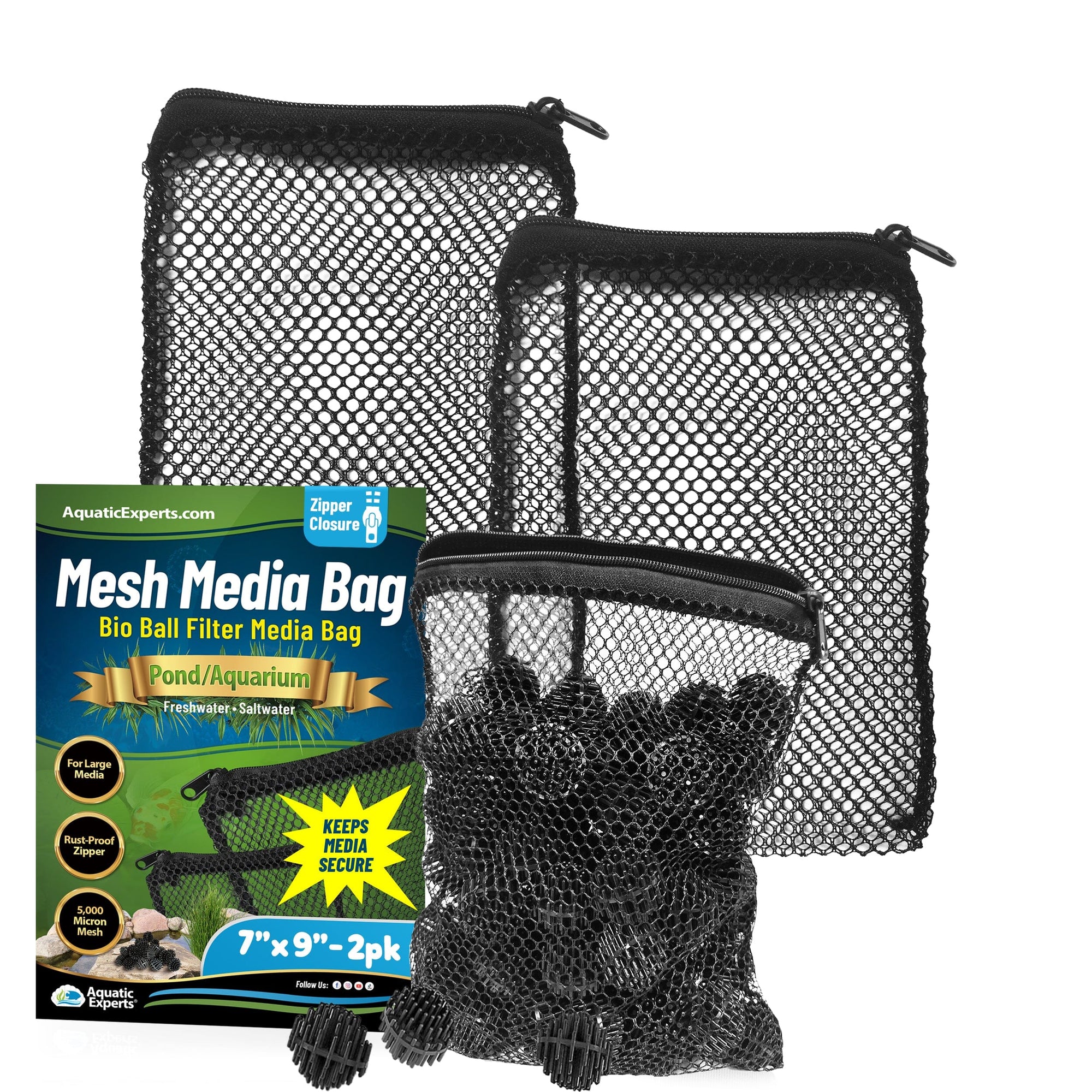 Mesh Bags for Bio Ball Filter Media - Ideal for Aquarium &amp; Pond Filtration - Made in USA