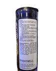 The cylindrical bottle of Brightwell - Coral Amino - 60ml prominently displays its features, including its ability to support coral growth, strengthen immune responses, and enhance coloration. Infused with a coral amino complex, this product is designed to improve overall vitality. A URL is conveniently located at the bottom.