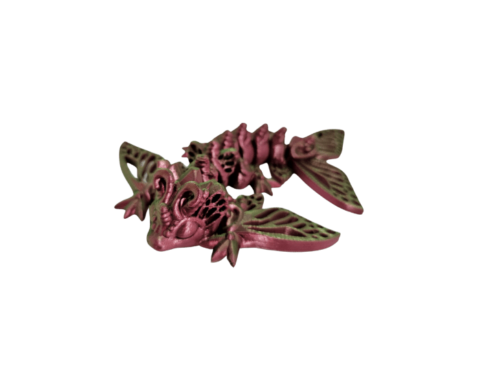 Butterfly Wyvern 5.5 inches ornament carved from red stone, showcasing intricate details with delicate wings and body, positioned on a transparent background.