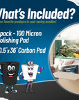 Aquarium Bundle - Carbon Pad Bundle - Carbon Pad Filter 10.5" x 36" & Water Polishing Pad 24" x 36" 100 Micron - 1 pack