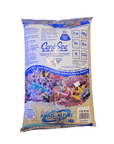 The Caribsea Arag-Alive Fiji Pink 20 lbs bag is adorned with images of vibrant coral reefs and promotes a calcium-rich sand infused with marine bacteria. The packaging also prominently displays the chemical symbols for calcium, magnesium, strontium, and potassium.