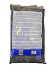 A package of Caribsea - Arag Alive - Hawaiian Black 20 Lbs with clear nutritional information and usage instructions in blue text on the back. The bag is transparent, revealing small, dark seeds that resemble marine bacteria in pristine waters. The best before date is labeled at the bottom.