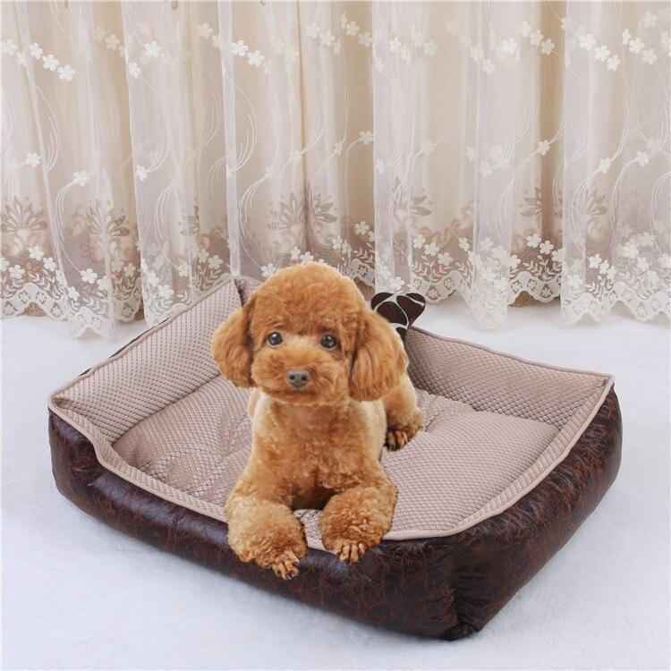 Cat Dog Bed Winter Warm Pet Sofa Waterproof Leather Kennel House