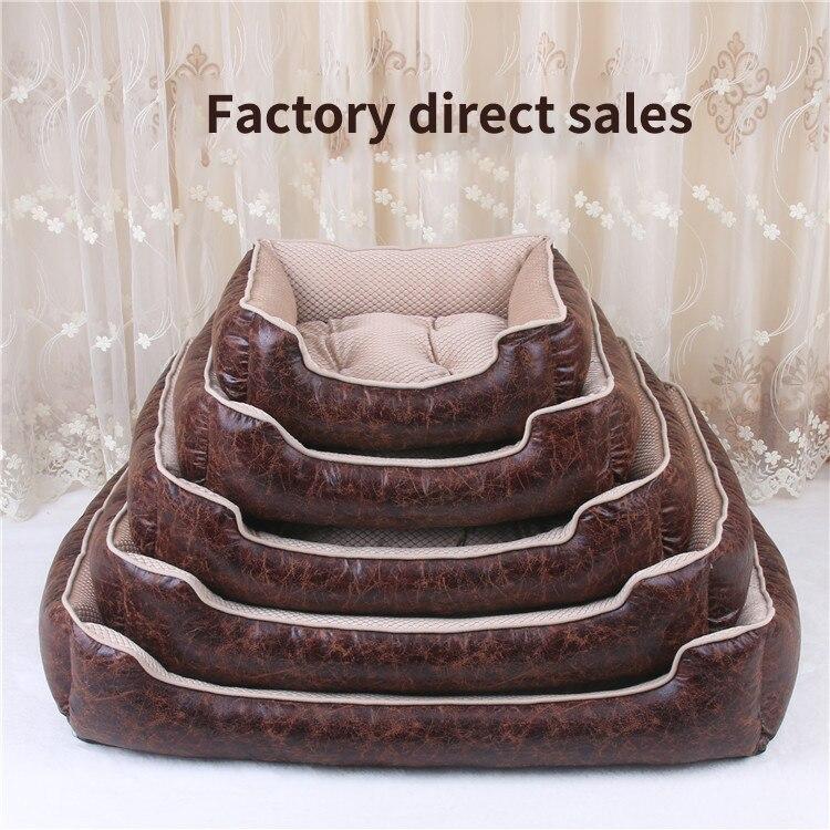 Cat Dog Bed Winter Warm Pet Sofa Waterproof Leather Kennel House