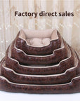 Cat Dog Bed Winter Warm Pet Sofa Waterproof Leather Kennel House