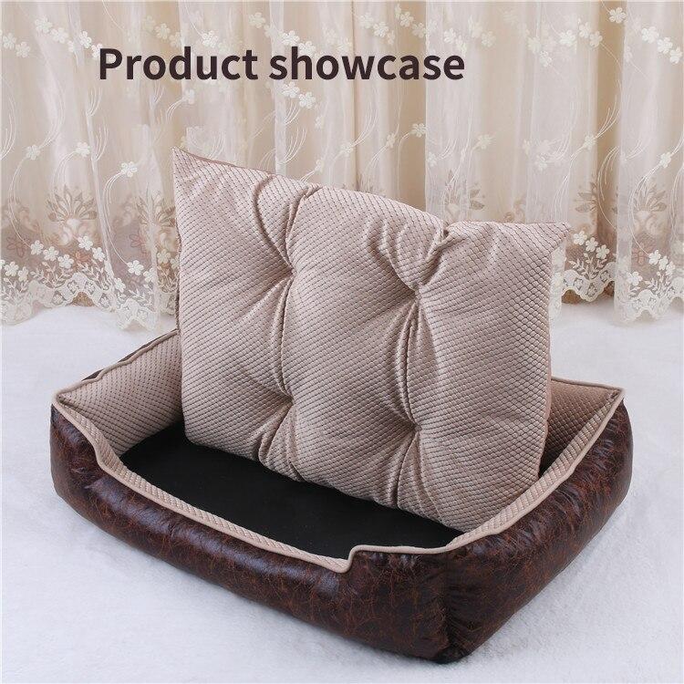 Cat Dog Bed Winter Warm Pet Sofa Waterproof Leather Kennel House