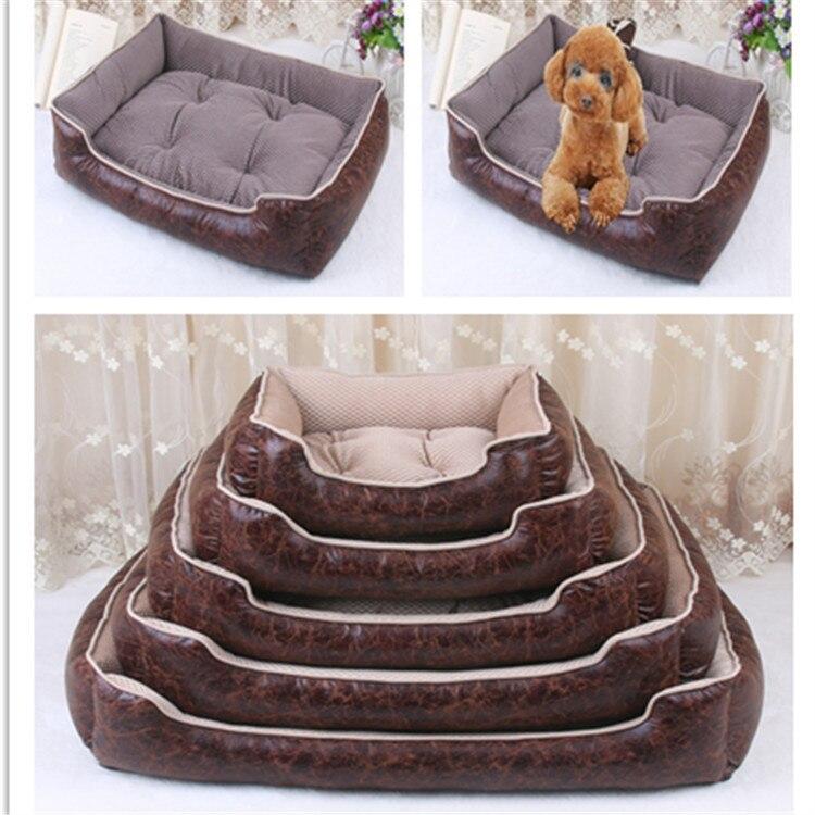 Cat Dog Bed Winter Warm Pet Sofa Waterproof Leather Kennel House