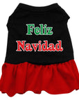 Christmas Pet Dog & Cat Dress Screen Printed, "Feliz Navidad"