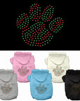 Christmas Pet, Dog & Cat Hoodie Rhinestone, "Holiday Paw"