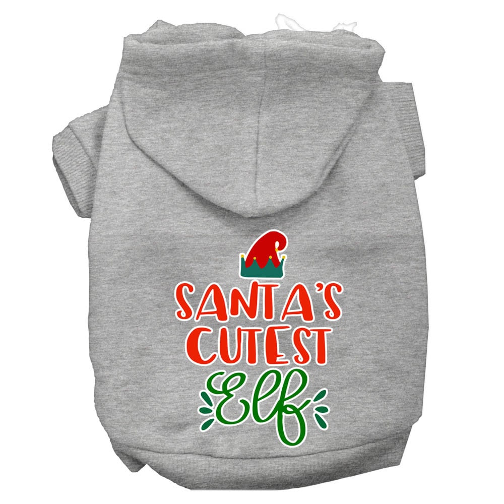 Christmas Pet Dog &amp; Cat Hoodie Screen Printed, &quot;Santa&#39;s Cutest Elf&quot;