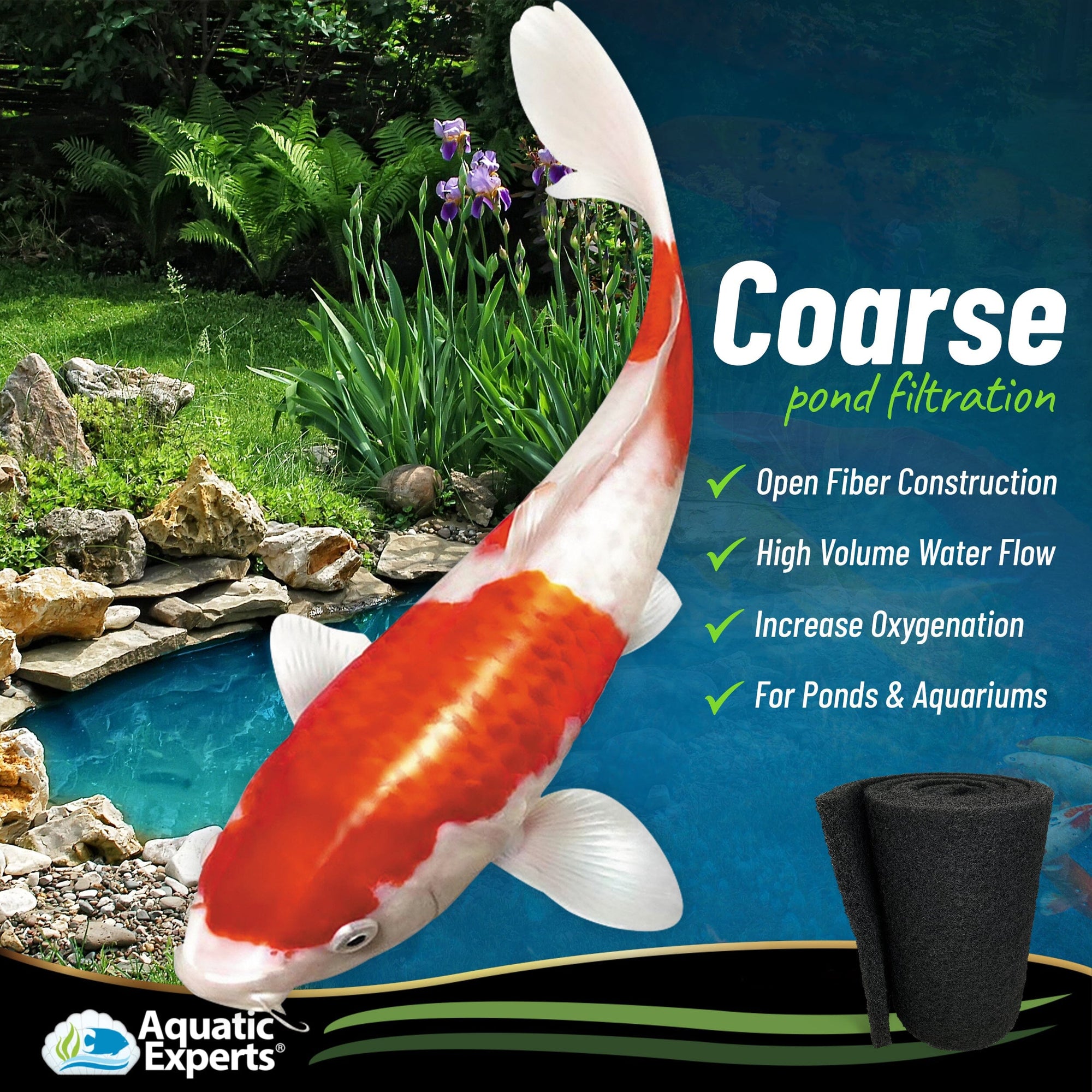 Pond Bundle -Carbon Filter 18&quot;x 36&quot; + BioBall 300 count with Mesh Bag + Cream Pond 18&quot;x36&quot; Bundle