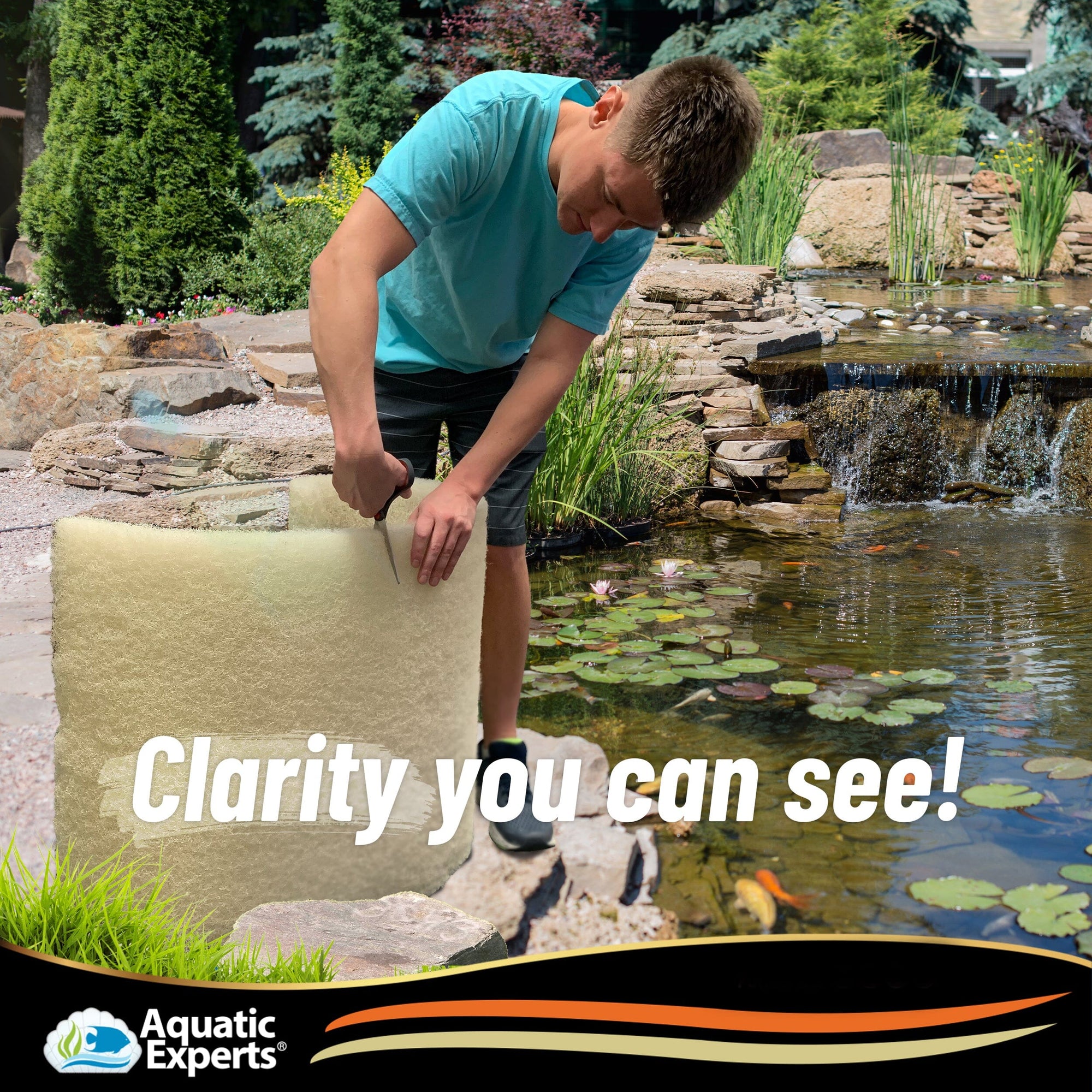 Cream COARSE Pond Filter Pad - 2&quot; Thick Bulk Roll Filter Media for Water Gardens - Made in USA