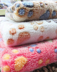 Cute Dog Bed Mats Soft Flannel Fleece Paw Foot