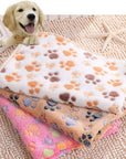 Cute Dog Bed Mats Soft Flannel Fleece Paw Foot