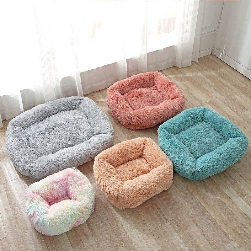 Dog Bed Sofa Long Plush Square Kennel Winter Warm Puppy Mat Cat Nest