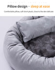 Dog Cat Bed Cute Round Pet Bed Soft Sofa Mat With Pillow Winter Warm