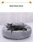 Dog Cat Bed Cute Round Pet Bed Soft Sofa Mat With Pillow Winter Warm