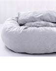 Dog Cat Bed Cute Round Pet Bed Soft Sofa Mat With Pillow Winter Warm