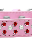 Dog, Puppy & Pet Fashion  Collar, "Pearl and Red Crystal Rimsets