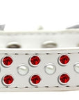 Dog, Puppy & Pet Fashion  Collar, "Pearl and Red Crystal Rimsets