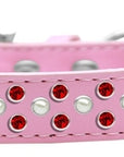 Dog, Puppy & Pet Fashion  Collar, "Pearl and Red Crystal Rimsets