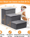 Dog Stairs for High Beds or Couch  Foldable Dog Steps W Storage  Pet