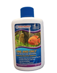 A 4oz bottle of Dr. Tim's One and Only Freshwater for aquariums contains live nitrifying bacteria, helps eliminate New Tank Syndrome, removes toxins, and is safe for both fish and plants. The label features an image of a fish.