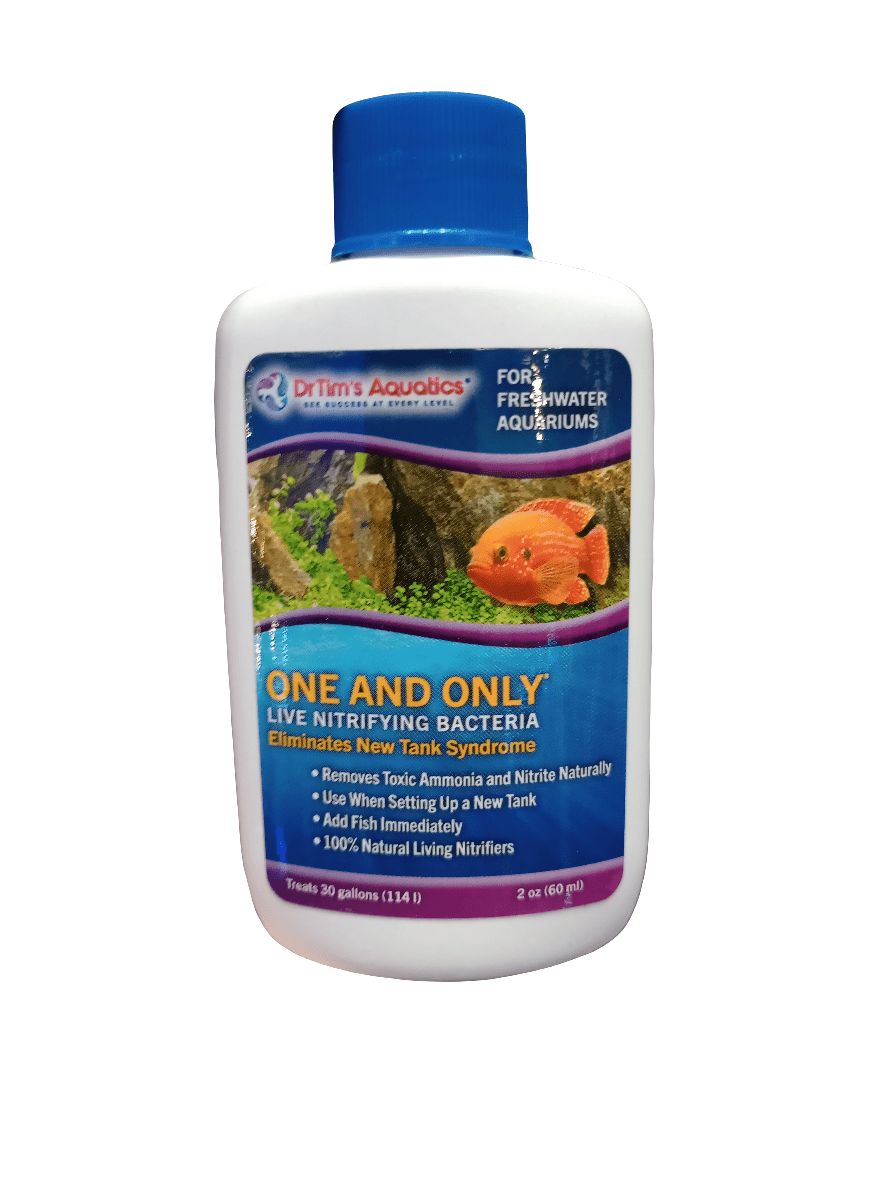 Dr. Tim's Aquatics - One And Only 2 oz is designed for freshwater aquariums and aims to prevent new tank syndrome with its live nitrifying bacteria, which naturally remove ammonia and nitrite.