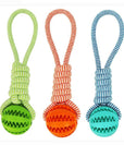 Durable Rubber Ball Chew Toy with Cotton Rope