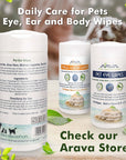 Ear Cleaner Wipes by Arava   for Dogs Cats Puppies & Kittens   100